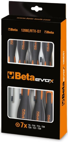 7-delige set schroevendraaiers Beta Tools voor schroeven met Tamper Resistant Torx® profiel<br>