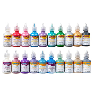Scribbles • 3d textielverf set 29,5ml glitter regenboog 20stuks