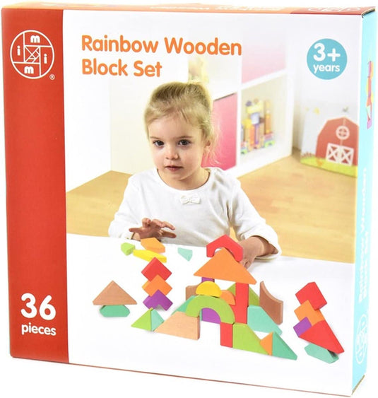 Intro rainbow houten blokken set met 36 onderdelen