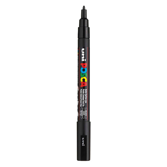 Uni posca pc3m acrylmarker zwart - ronde punt tot 1,3 mm