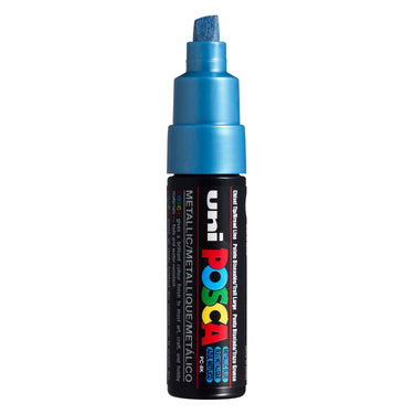 Uni posca verfmarker 8k metallic blauw - beitelpunt 8mm