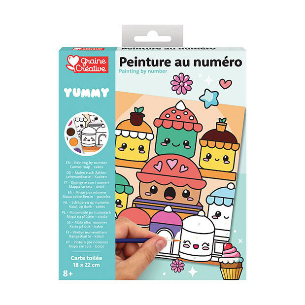 Afbeelding laden in galerijviewer, Graine creative graine schilderen op nummer set kawaii cakes - incl. acrylverf en penseel

