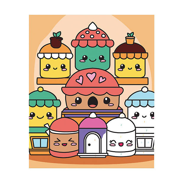 Afbeelding laden in galerijviewer, Graine creative graine schilderen op nummer set kawaii cakes - incl. acrylverf en penseel
