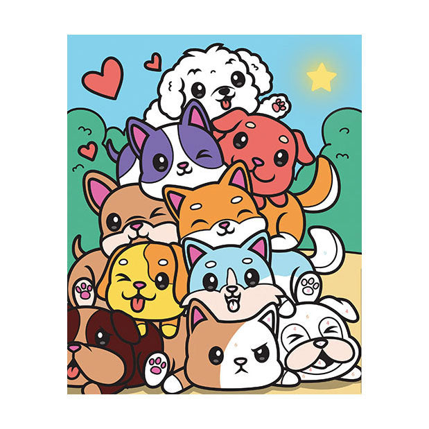 Load image into Gallery viewer, Graine creative graine schilderen op nummer set honden - incl. acrylverf en penseel

