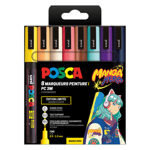Uni posca markers pc3m set manga hero - 8st.