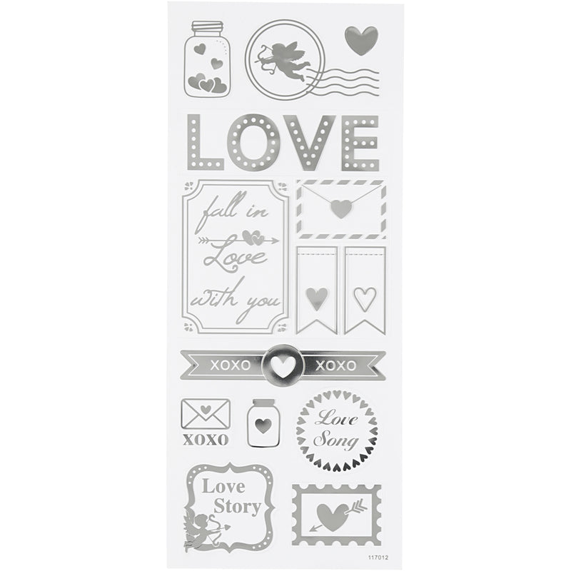 Load image into Gallery viewer, Creativ company https: www.cchobby.nl stickers-love-vel-10x24-cm-ca-14-stuk-zilver-1-vel
