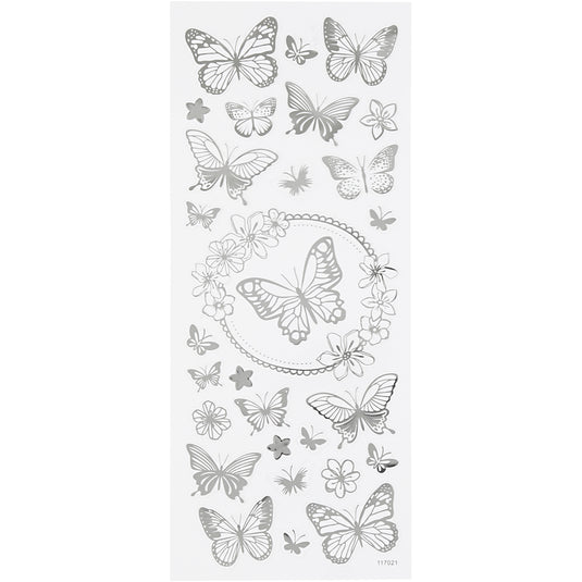 Creativ company stickers zilver vlinders, 1 vel