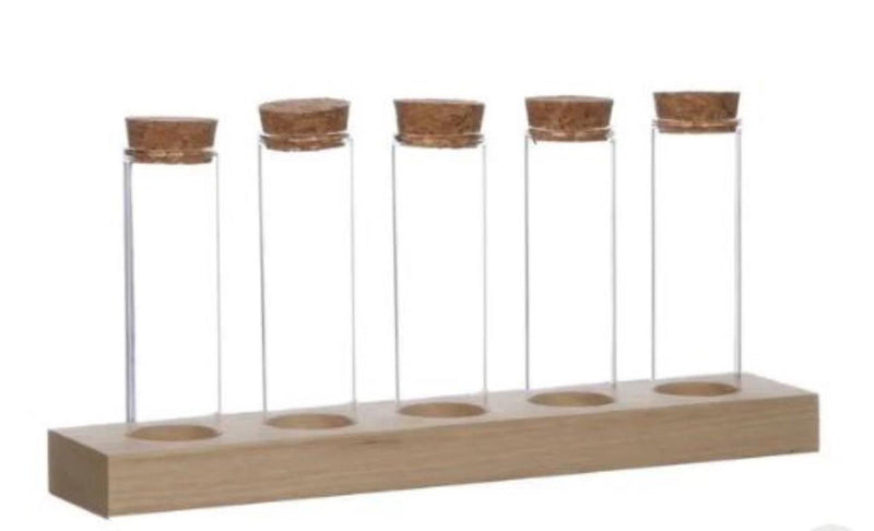 ギャラリービューアに画像をロードする, Ideas 4 seasons houten houder met 5 reageerbuizen met kurk stopper ã˜3x10cm
