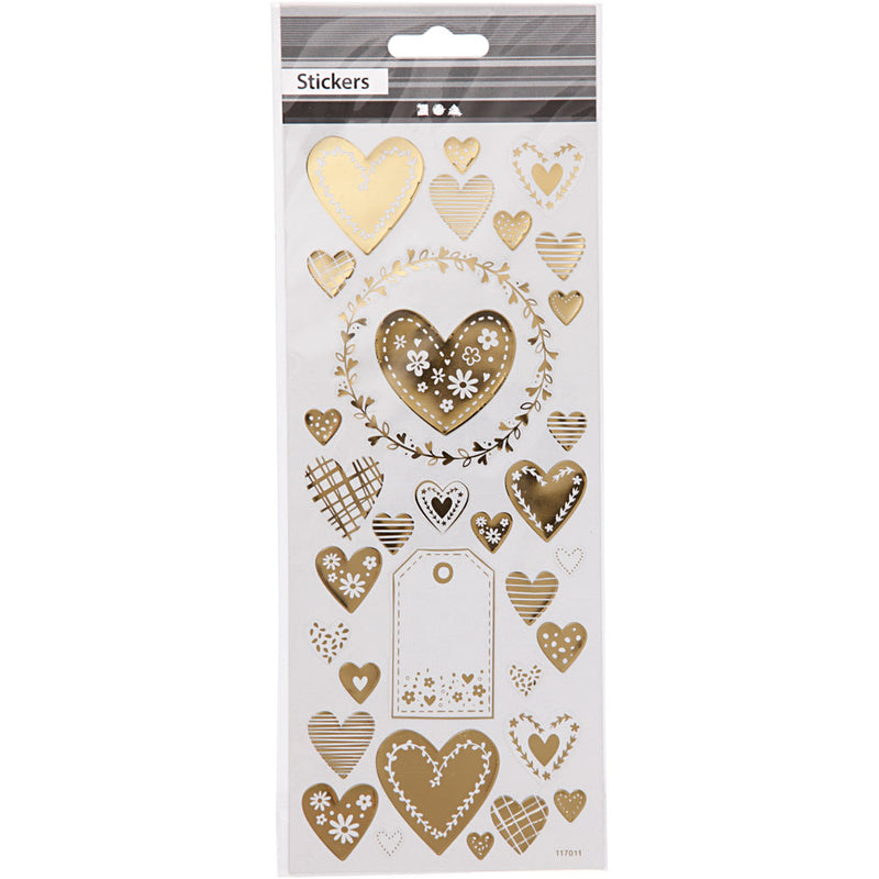 Load image into Gallery viewer, Https: www.cchobby.nl stickers-harten-vel-10x24-cm-ca-33-stuk-goud-1-vel
