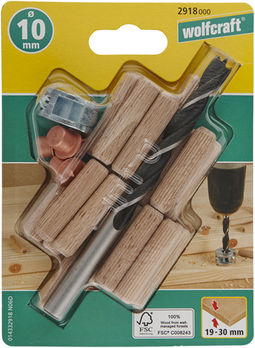 Load image into Gallery viewer, Wolfcraft deuvelset | ø10mm | 25-delig | 1 set - 2918000
