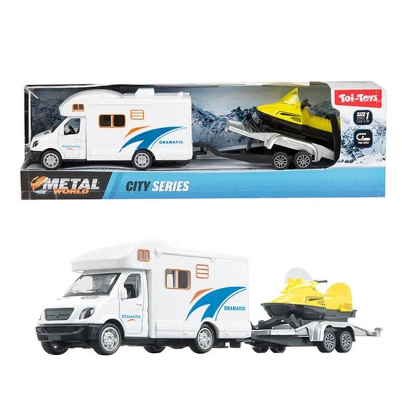 Load image into Gallery viewer, Toi-toys toi toys camper met sneeuwscooter 23cm

