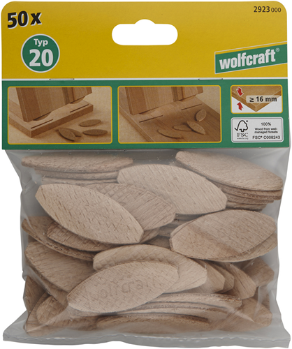 Load image into Gallery viewer, Wolfcraft verbindingsplaatjes | grootte 20 | 1 set - 2923000
