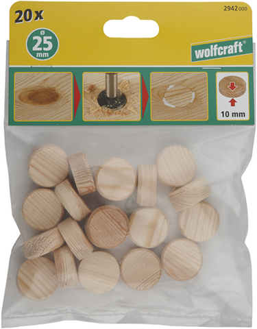 Wolfcraft conusplaatjes | ø25mm | 20 stuks - 2942000