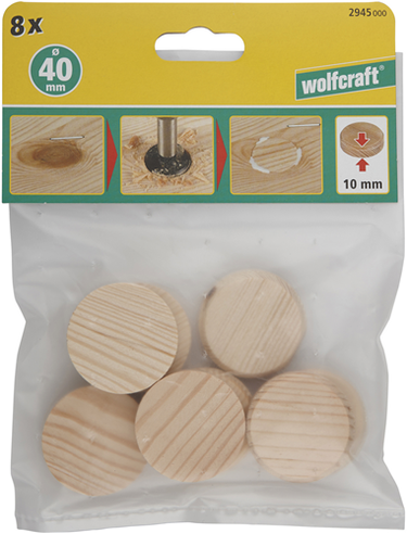 Wolfcraft conusplaatjes | ø40mm | 8 stuks - 2945000