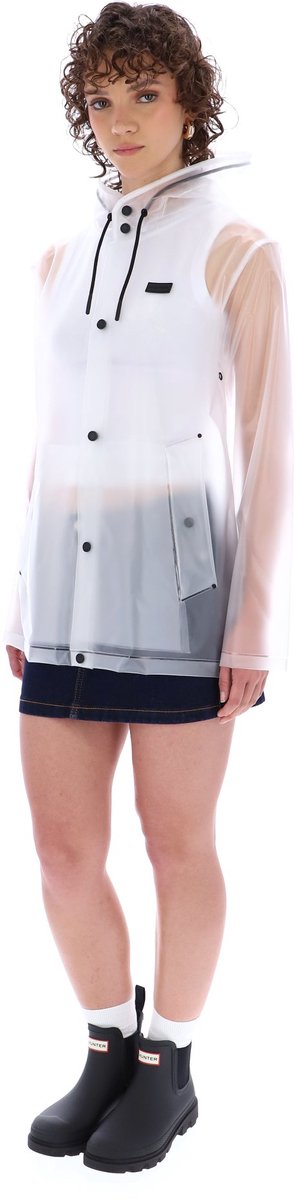 Hunter izzy pu hooded jacket clear matte - maat l