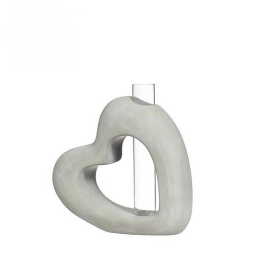 Ideas 4 seasons beeld hart cement met reageerbuis 3,9x13x13,2cm