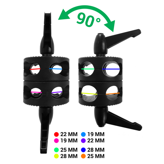 Falcon eyes dubbele buisklem ec-28 voor 19 22 25 28 mm buizen