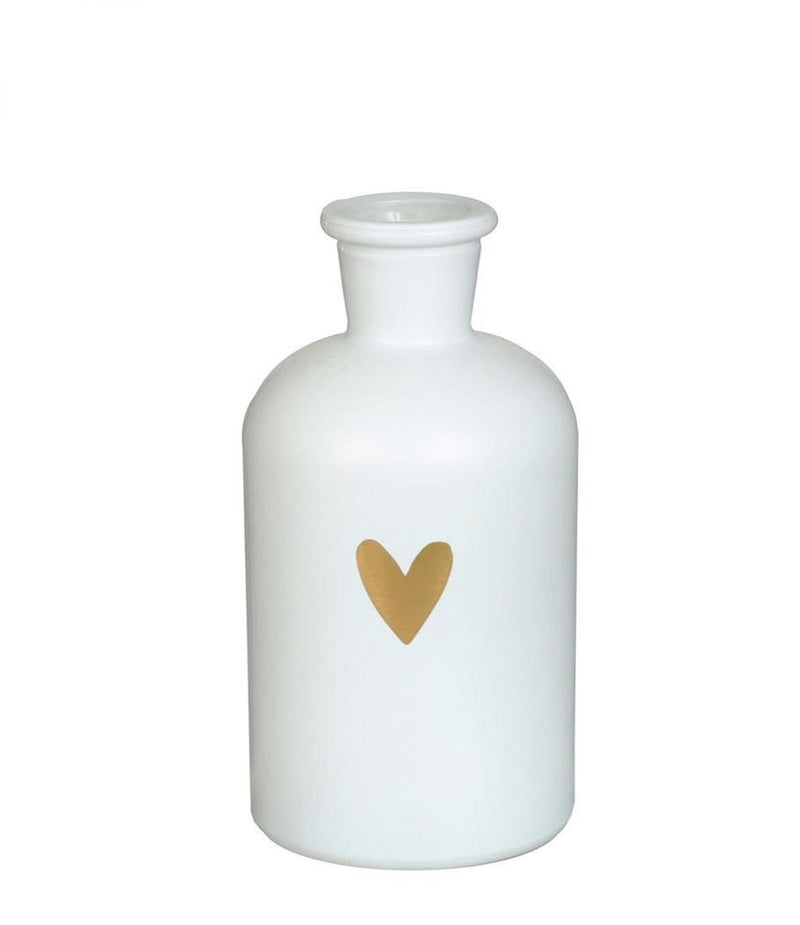 Afbeelding laden in galerijviewer, Ideas 4 seasons riga vaas glas wit met gouden hart ã˜7xh12cm
