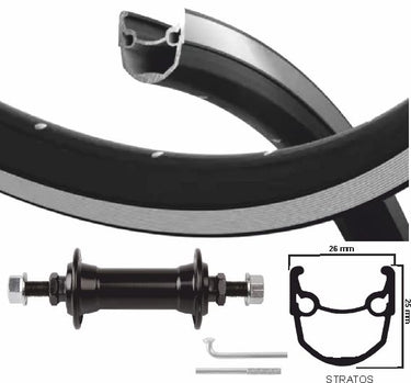 Kgs Voorwiel 28 inch (622) velg ryde stratos zilver zwart vaste as