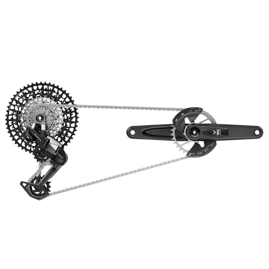 Sram groepset eagle 90 dub t-type inclusief: achterderailleur shifter crankset 165mm wide gx ketting cassette 10-52