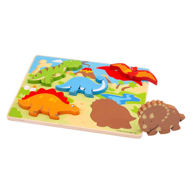 Bigjigs houten puzzel dinosaurus - 5st.