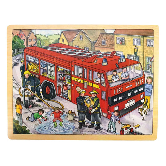 Bigjigs houten legpuzzel brandweerauto - 24st.