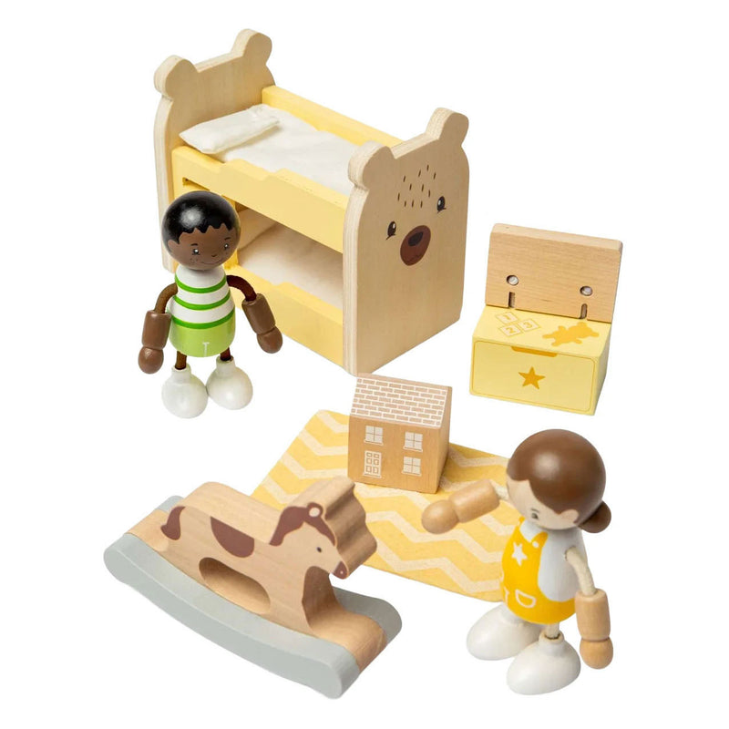 Load image into Gallery viewer, Bigjigs houten poppenhuis meubels kinderkamer - 5dlg.
