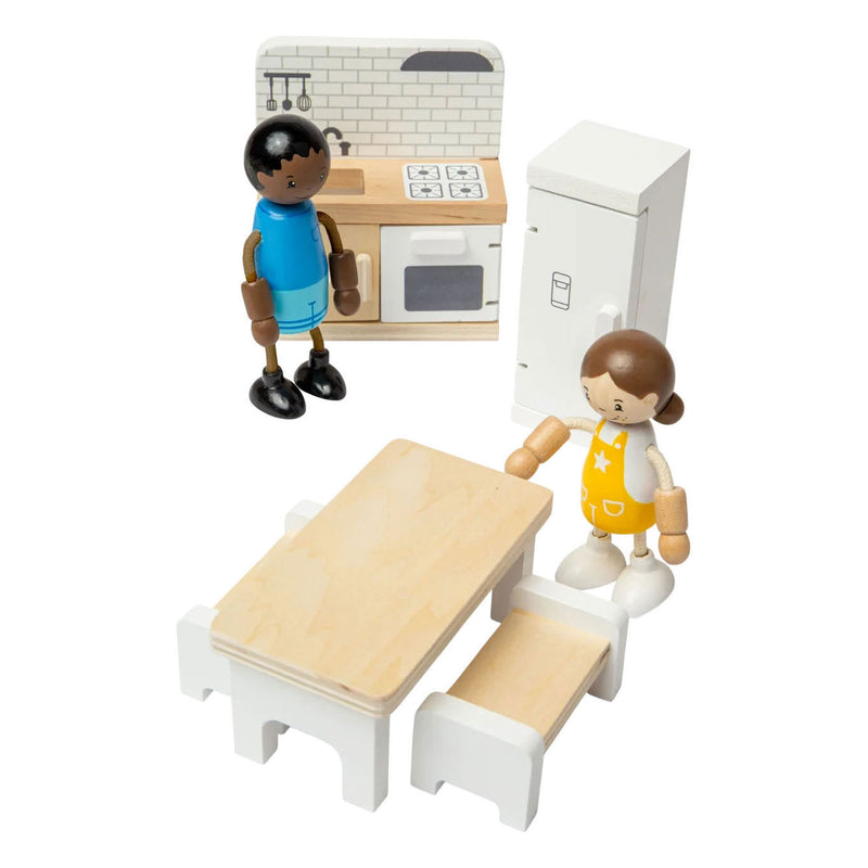 Load image into Gallery viewer, Bigjigs houten poppenhuis meubels keuken - 5dlg.
