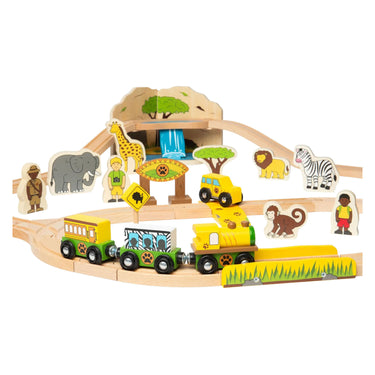 Bigjigs houten treinset safari - 38dlg.