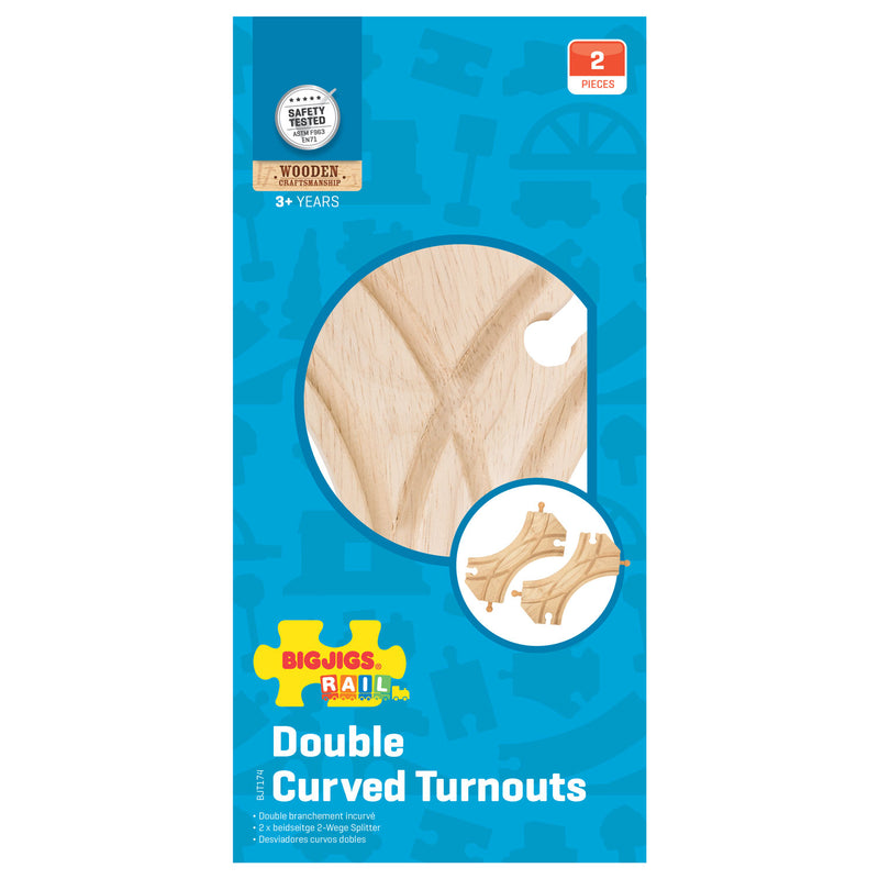 Load image into Gallery viewer, Bigjigs houten rails - 2-zijdige links rechts splitsing
