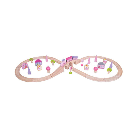 Bigjigs houten treinset roze 40-delig