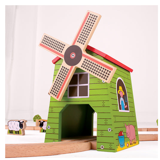 Bigjigs houten treinbaan windmolen
