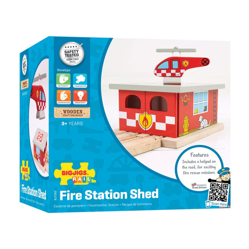 Load image into Gallery viewer, Bigjigs Houten Rails Brandweerkazerne
