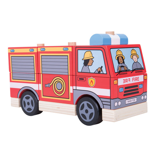 Bigjigs houten stapelspel brandweerwagen