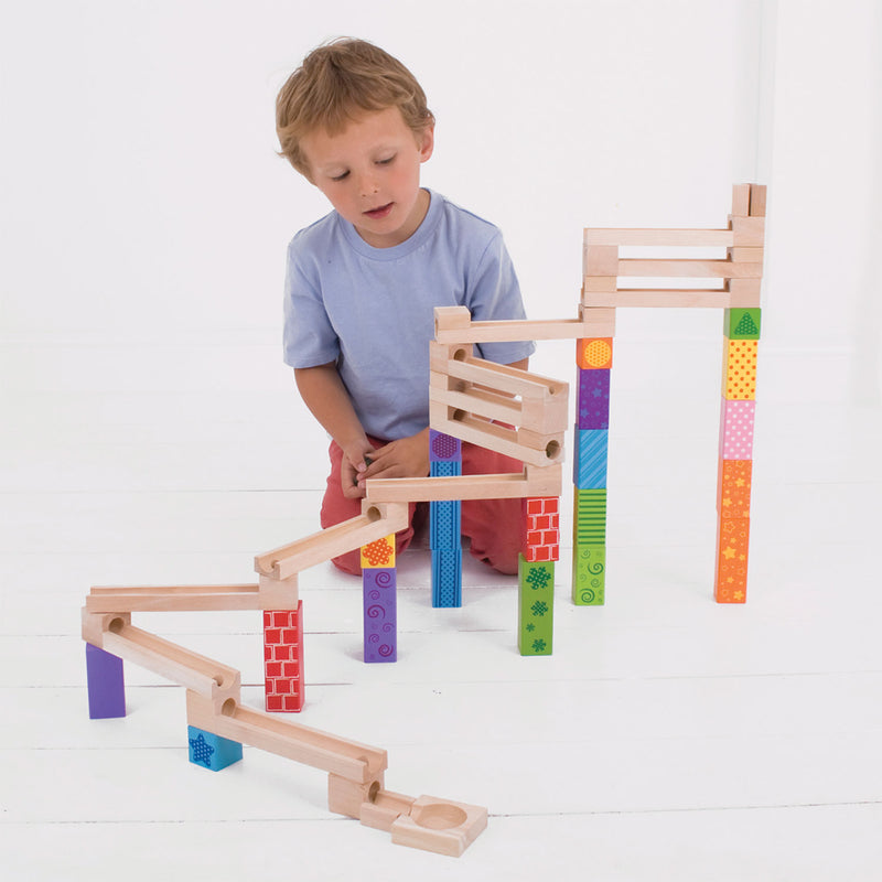 ギャラリービューアに画像をロードする, Bigjigs houten knikkerbaan - - 53-delig
