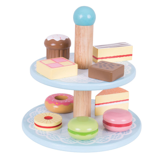 Bigjigs houten etagere met taartjes