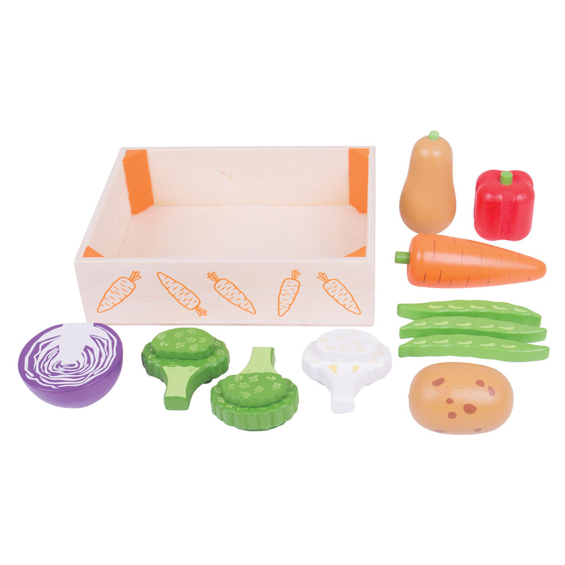 Load image into Gallery viewer, Bigjigs houten kistje met groenten, 12 dlg.
