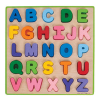 Bigjigs houten alfabet puzzel, 26st. - 28 x 28 x 2,5 cm