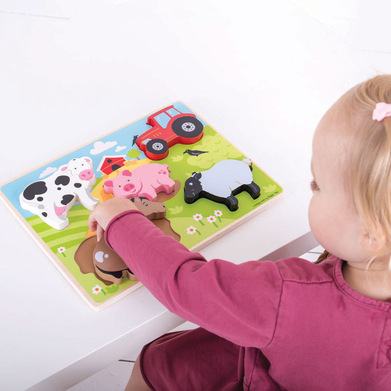 Load image into Gallery viewer, Bigjigs houten puzzel boerderij, 5dlg.
