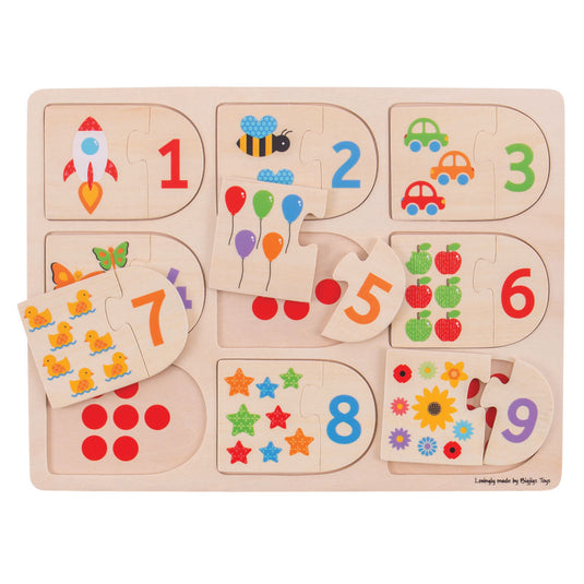 Bigjigs toys bigjigs houten leerpuzzel getallen, 18dlg.