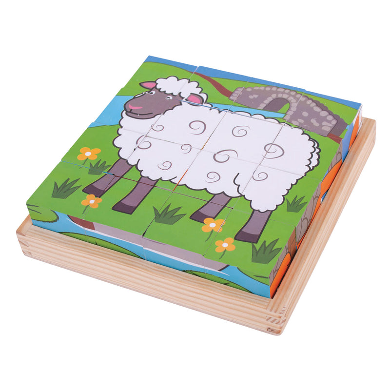 Load image into Gallery viewer, Bigjigs houten blokpuzzel boerderijdieren
