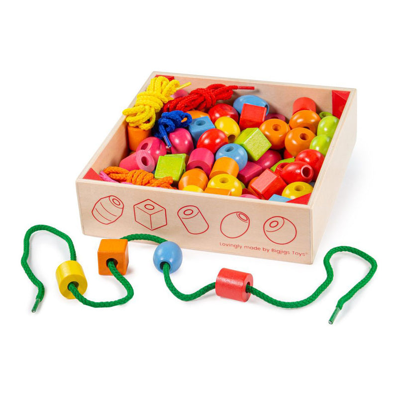 Afbeelding laden in galerijviewer, Bigjigs houten gekleurde kralen, 95dlg.
