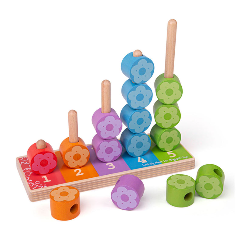 Afbeelding laden in galerijviewer, Bigjigs toys bigjigs houten stapelspel bloemen, 16dlg.
