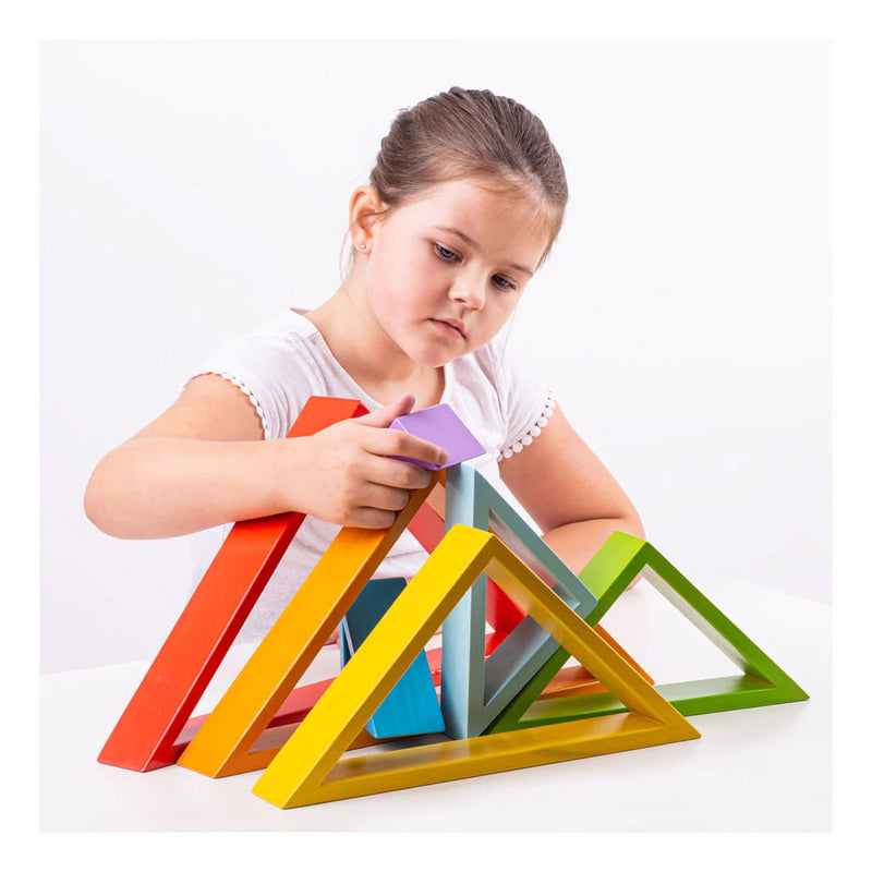 Load image into Gallery viewer, Bigjigs Houten Stapel Driehoeken, 7dlg.
