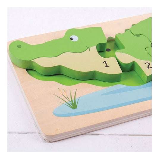 Bigjigs speelgoed houten puzzel 3d krokodil - bigjigs
