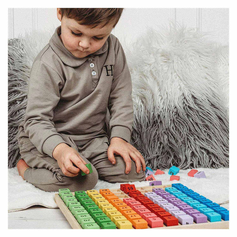 Load image into Gallery viewer, Bigjigs Houten Cijferblokken in een Vakjesbord, 100dlg.
