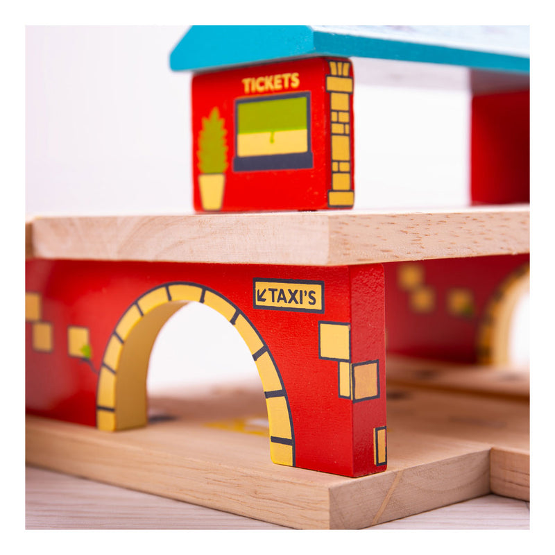 Load image into Gallery viewer, Bigjigs houten rails bovengronds treinstation, 5dlg.
