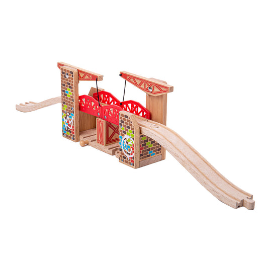 Bigjigs houten rails dubbele liftbrug graffiti