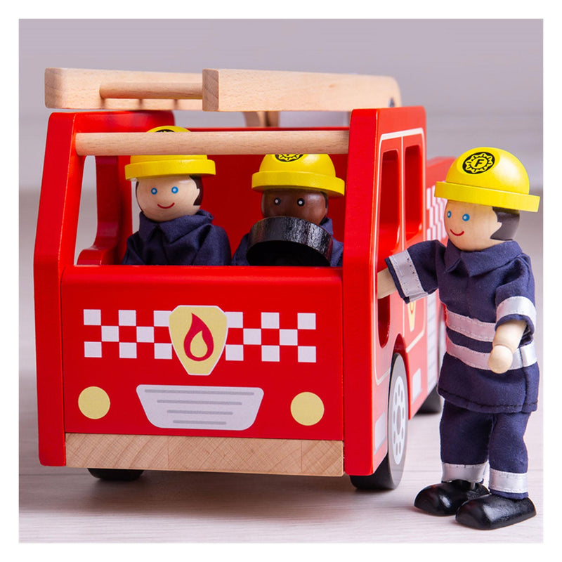 Afbeelding laden in galerijviewer, Bigjigs houten brandweerwagen
