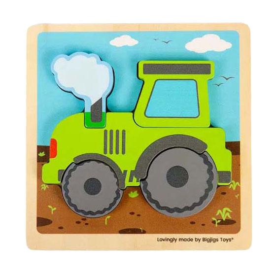 Load image into Gallery viewer, Bigjigs houten inlegpuzzel tractor met uitneembare vormen, 5st.
